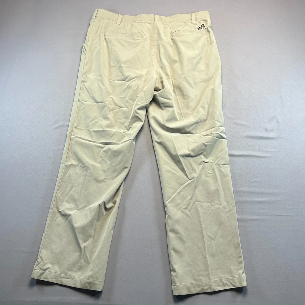 Adidas Pants Mens 38X30 Beige Stretch Mid Rise Straight Leg Golf Performance